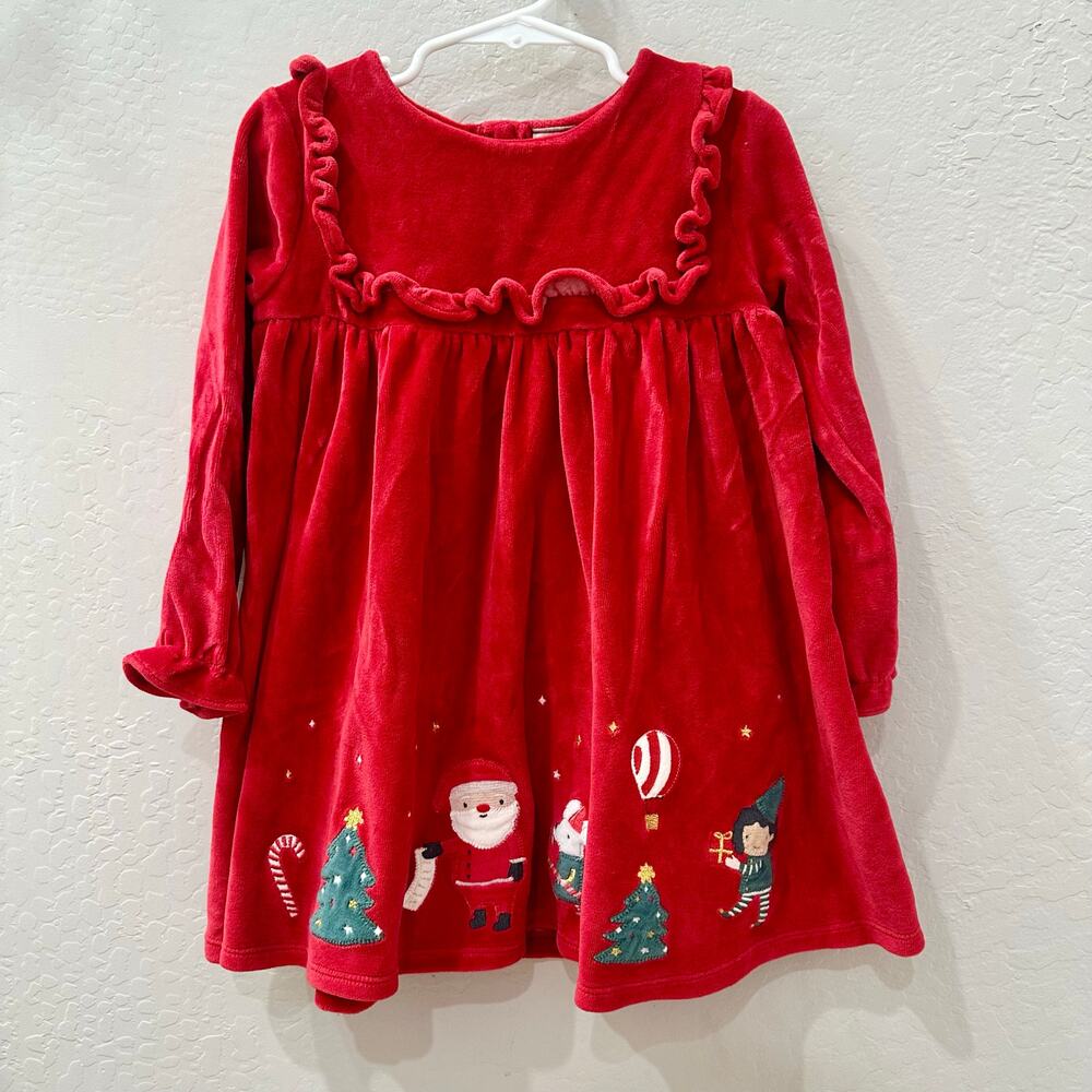 John Lewis Red Velour Baby Christmas Festive Dress